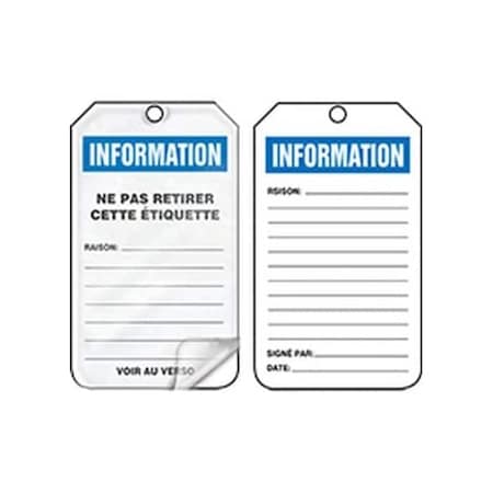 Accuform French Safety Tags, INFORMATION, 5.75in x 3.25in, Self-Laminating PF-Cardstock, 25PK FRTRS241LCP